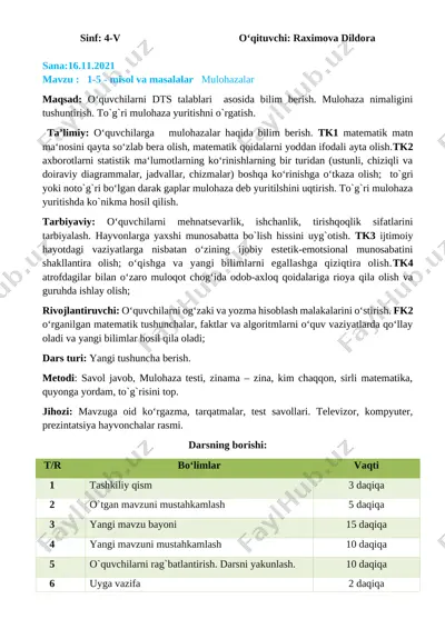 4v dars ishlanma — DOCX