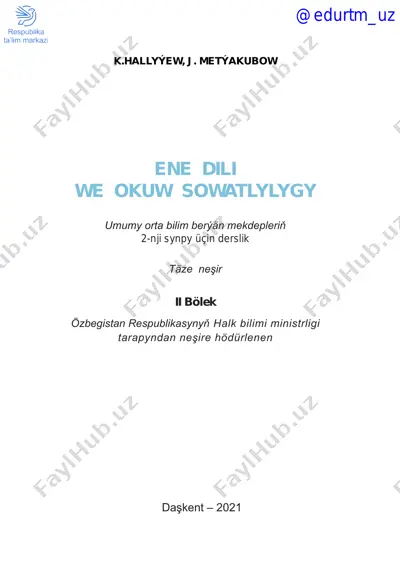 ona tili va o‘qish savodxonligi_2-sinf (2-qism)_turkman — PDF