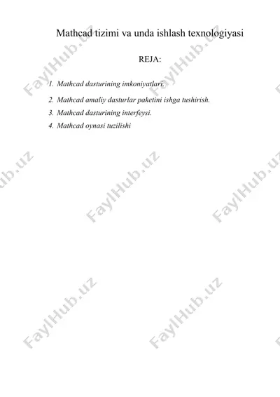 mathcad tizimi va unda ishlash texnologiyasi — DOC