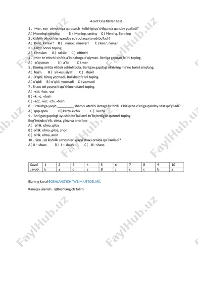 4-sinf ona tili test 1 n — DOCX
