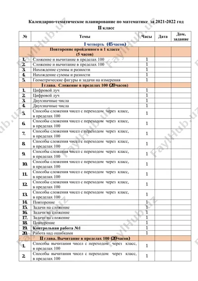ktp matematika 2 klass — PDF