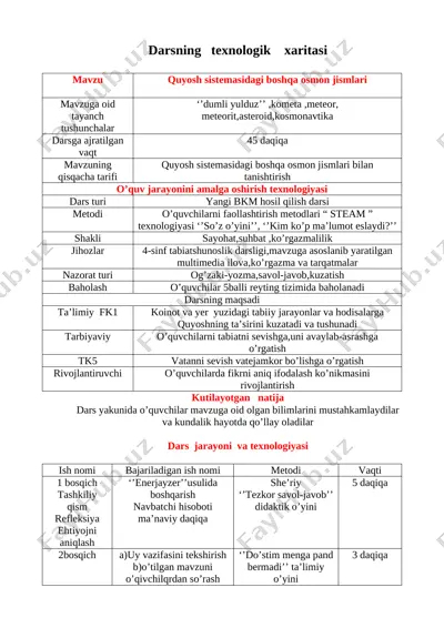 4-sinf tabiatshunoslik — DOCX