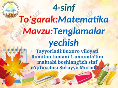 matematika to'garak 4-sinf — PPT