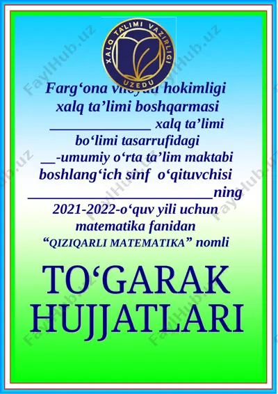 matematika to'garak 2-sinf 34-soat 2021-yil — DOC