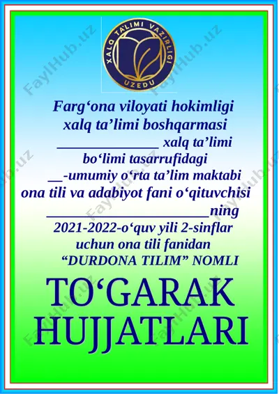 ona tili to'garak 2-sinflar 68 soat 2021-2022-yil uchun — DOC