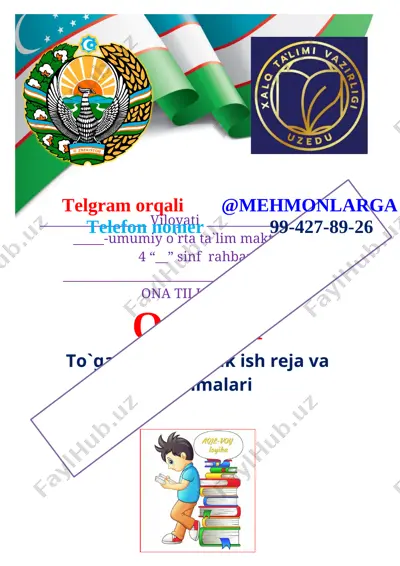 4-sinf oona tili to'garak 34 - soatlik 2022-2023 — DOCX