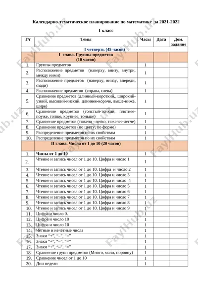 ktp matematika 2 klass — DOCX