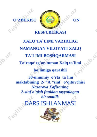 2-sinf ona tilim ochiq dars — DOCX