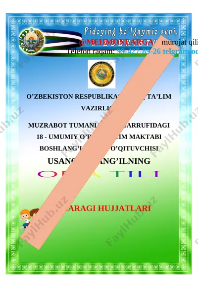 2-sinf ona tili tto'garak 2020-2021 yil uchun — DOCX