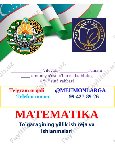 4-sinf mmatematika to'garak 34-soatlikki 2021-2022 (3) — DOC