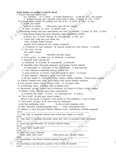 testlar 3-chorak — DOCX