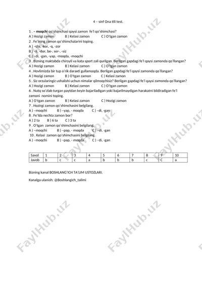 4-sinf ona tili test 2 n — DOCX