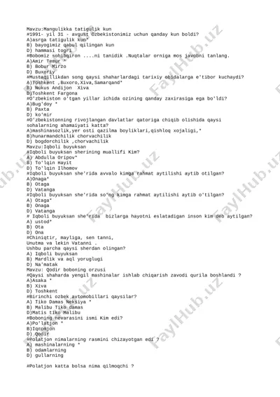 42-m o'qish test _4-sinf m.shukurjon — TXT