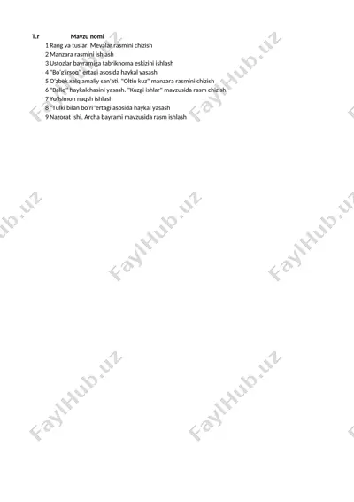 2-sinf tasviriy san'at — XLSX