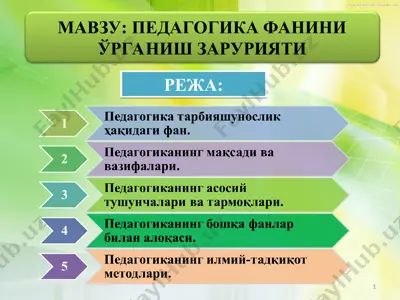 педагогика фанини ўрганиш зарурияти — PPT