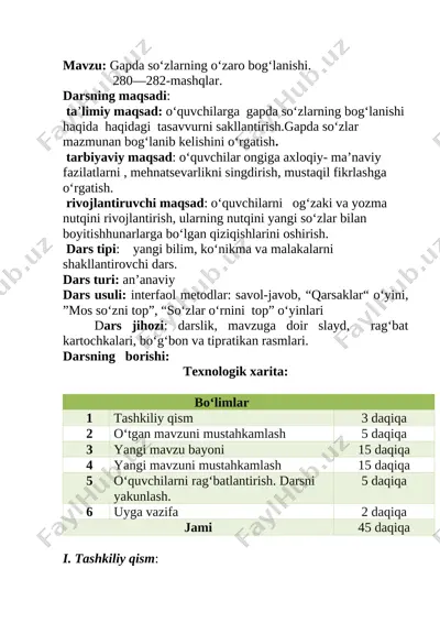 280-282-mashq. gapda so'zlarning bog;lanishi — DOCX