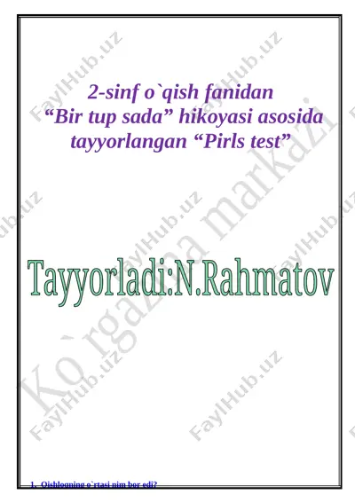 bir tup sada pirls test — DOCX