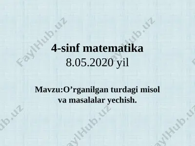4-sinf matematika mavzu;takrorlash d.qayumova — PPTX