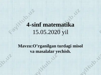 4-sinf matematika mavzu;takrorlash d.qayumova boshqotirma — PPTX