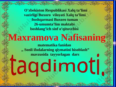 4_sinf_matematika_fanidan_sonli_ifodalar_qiymatini_topish_mavzusida — PPTX