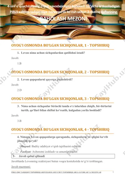 2-mashq daftarini baholash mezoni o`qish — PDF