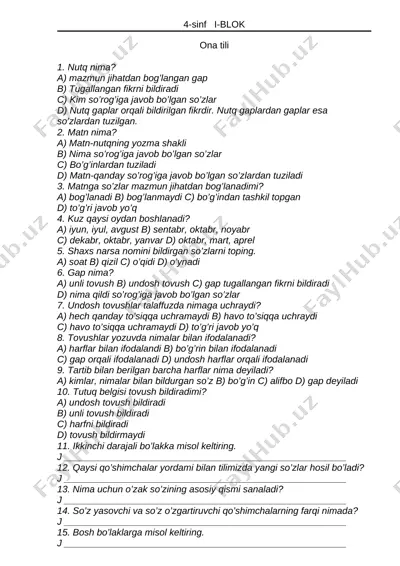 4-sinf 1-blok — DOCX