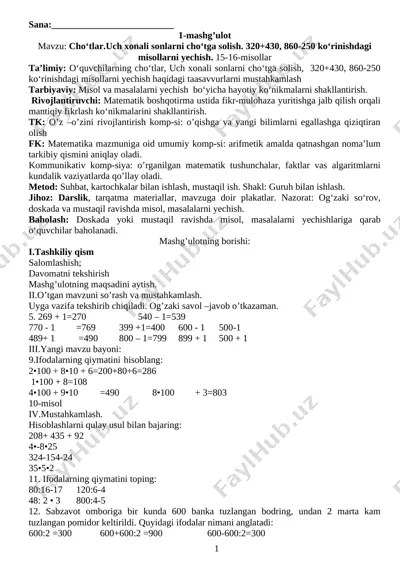 4-sinf matematika to'garak — DOCX