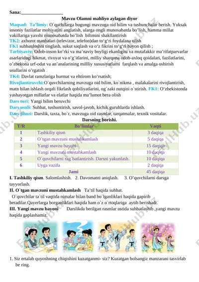 tarbiya_2_sinf_konspekt_2020_2021_o`quv_yili_uchun_yangi_to`liq — DOCX