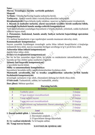 tenologiya_2_sinf_konspekt_2020_2021_o`quv_yili_uchun_yangi_to`liq — DOCX