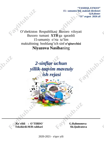 2 sinf -yillik ish reja — DOCX