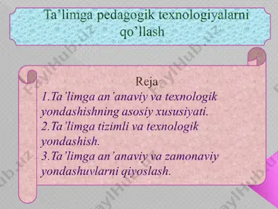 ta’limga pedagogik texnologiyalarni qo’llash — PPT
