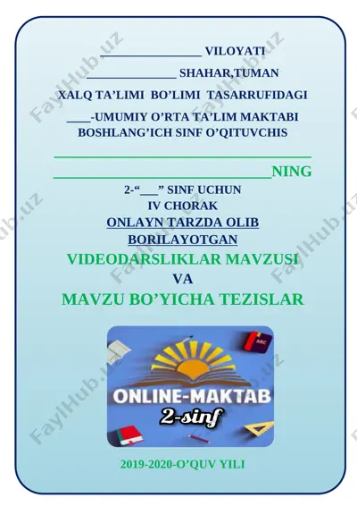 2-sinf barcha fanlar tezis @ustozla kanali — DOCX