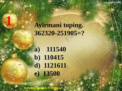 matematika 08.01.2021 barotova kamola o'tkirovna — PPTX