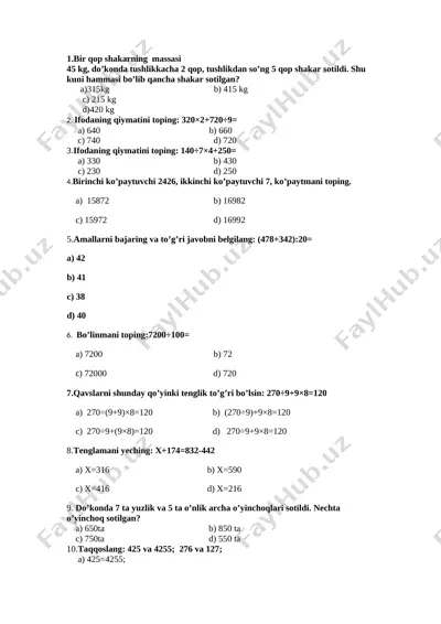 matem test 10talik — DOCX