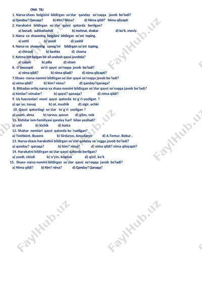 ona tili 19.10.2020 test — DOCX