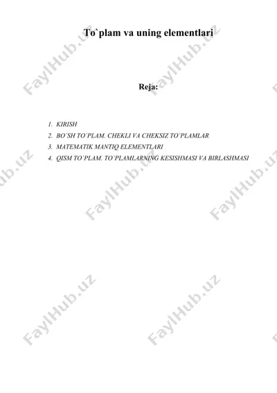 to`plam va uning elementlari — DOC