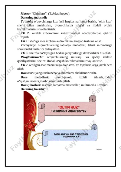 oltin kuz.t.adashboyev 2-sinf — DOCX