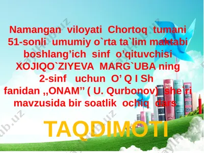 marg`uba 2-sinf o`qish — PPT