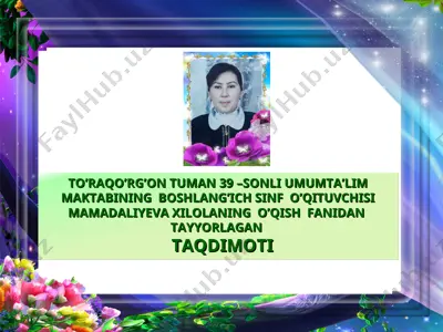 takdimot o'qish xilola — PPT