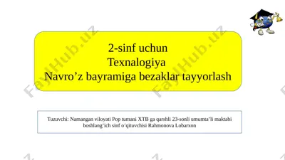 uy vazifa2- sinf texnologiya bay bezak18- mart — PPTX