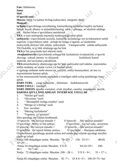 saxiy va kamtar bo'ling odobnoma 2-sinf — DOCX