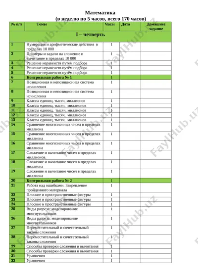 ktp matematika 4 klassa — DOCX