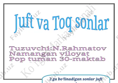 juft va toq sonlar — DOCX