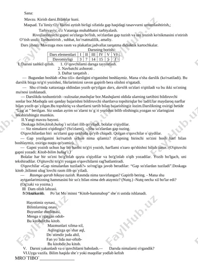 @yosh_ustozlar 2 sinf ona tili konspekt — DOCX