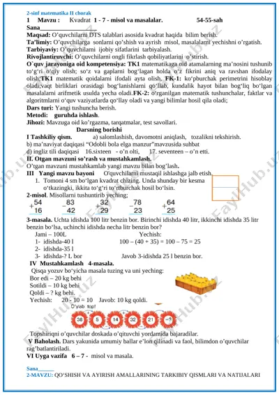 2-sinf matematika 2-chorak — DOCX