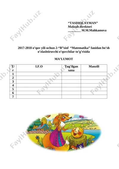 2-sinf bush matem — DOCX
