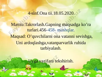 4_sinf_ona_tili_mavzu;_gapning_maqsadga_ko'ra_turlari_456_458_mashqlar — PPTX