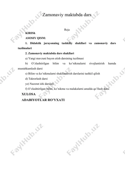 zamonaviy maktabda dars — DOC