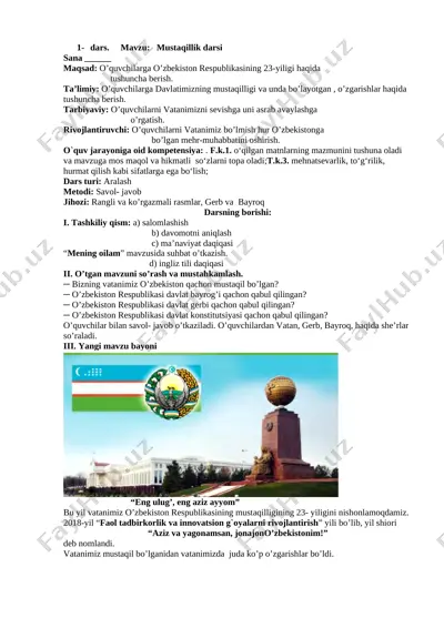 2-sinf o`qish yillik konspekt 2019 — DOCX