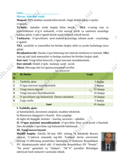 4-sinf o'qish 3-chorak konspekt 2021 yangi — DOC